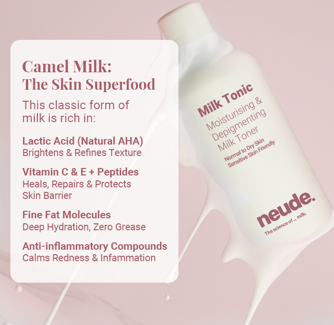 Milk Tonic: Depigmenting & Hydrating Toner with Camel Milk, Ceramides and Snail Mucin