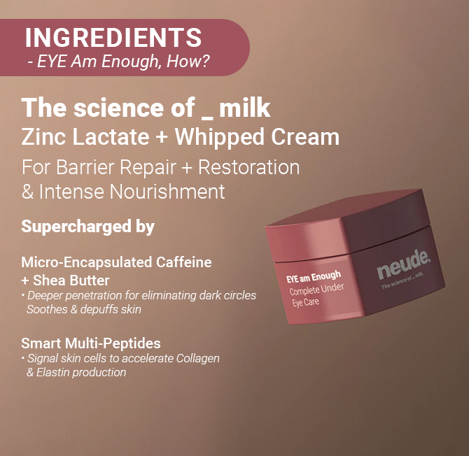 EYE Am Enough Under Eye Cream for Dark Circle Reduction | Complete Under Eye Care with Milk Actives + Micro Encapsulated Caffeine + Multi Peptides