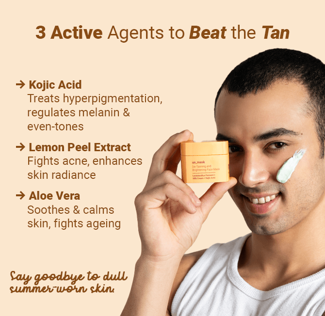 Un_mask Instant Detanning, Hydrating and Brightening Face Mask | Powered by Lactobacillus Ferment, Lactic Acid, Kojic Acid | Detans while Hydrating, Dry Skin Friendly - Neude Skin