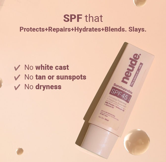 SUNSTOPPABLE SPF45 PA+++ Sunscreen for Tan Prevention & UVA+UVB Protection - Neude Skin