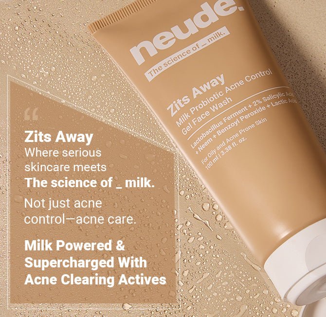 Zits Away Acne Control Gel Face Wash with 2% Salicylic Acid, Neem & Benzoyl Peroxide (Neude Skin) - Neude Skin