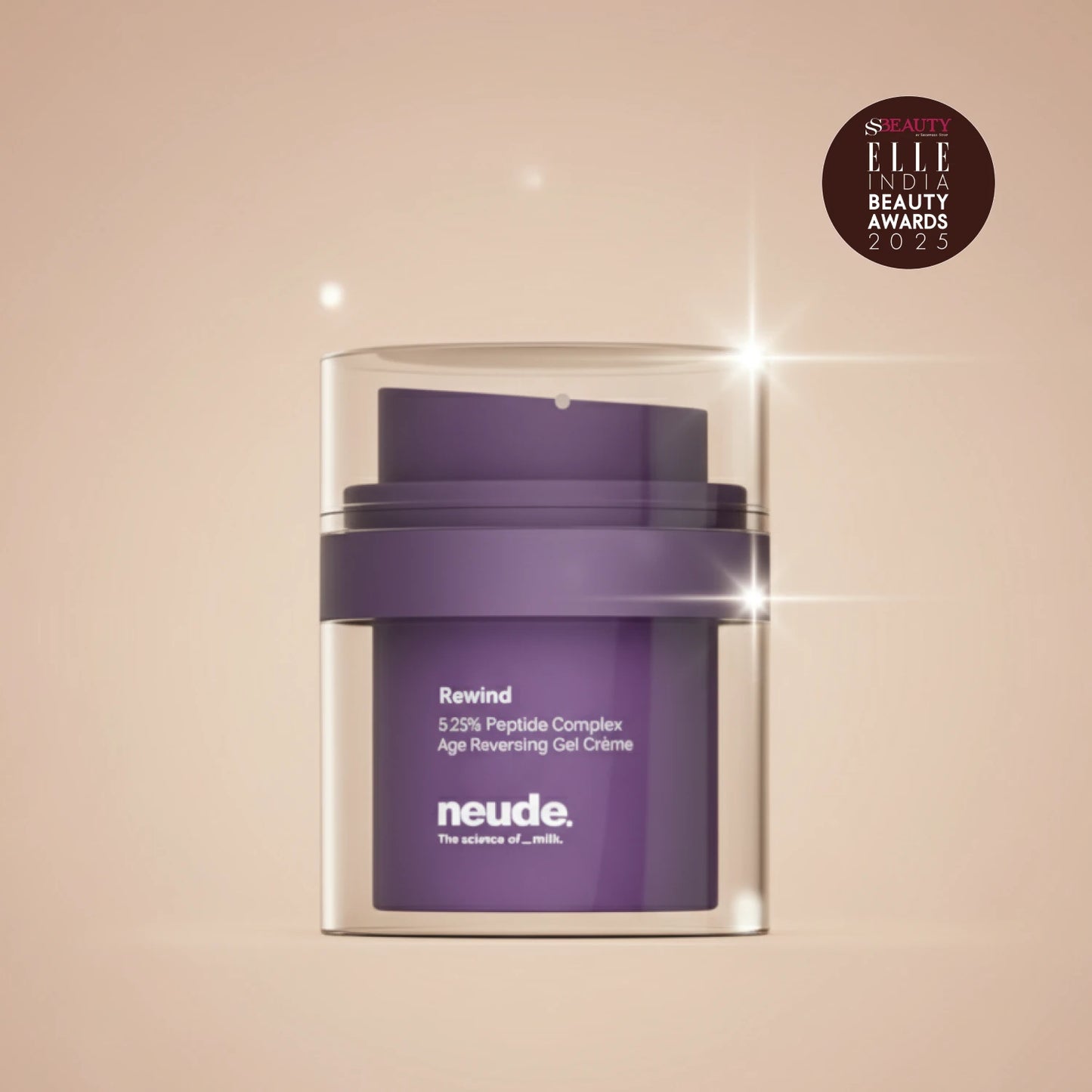 Rewind Age Reversing Gel Crème For Wrinkles and Fine Lines | Powered by 5.25% Argireline® Amplified Peptide + Milk Peptide Complex - Neude Skin