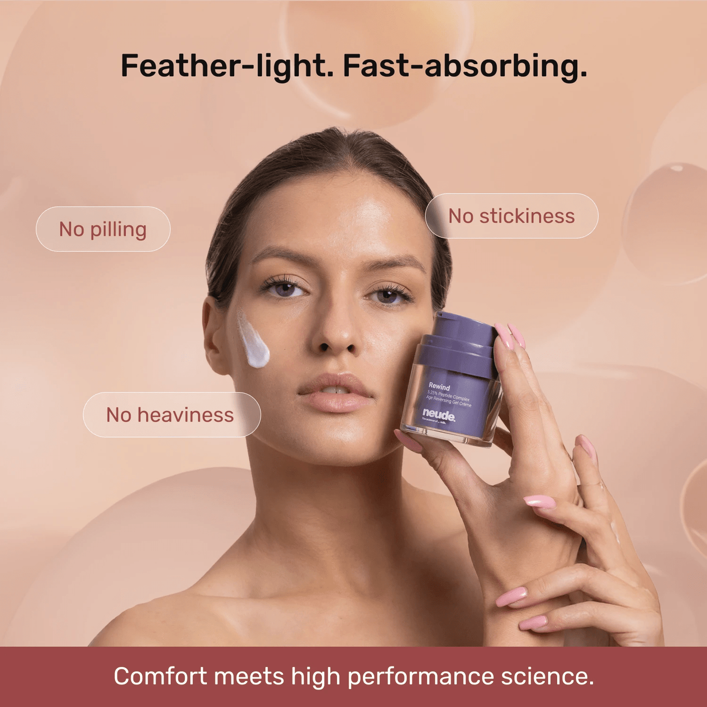 Rewind Age Reversing Gel Crème For Wrinkles and Fine Lines | Powered by 5.25% Argireline® Amplified Peptide + Milk Peptide Complex - Neude Skin