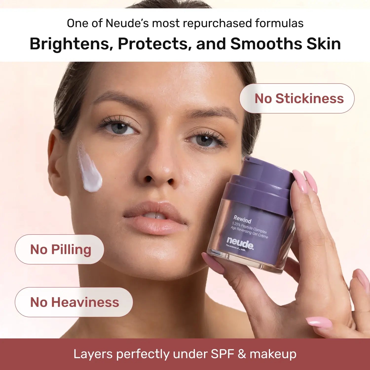 Rewind Age Reversing Gel Crème For Wrinkles and Fine Lines | Powered by 5.25% Argireline® Amplified Peptide + Milk Peptide Complex