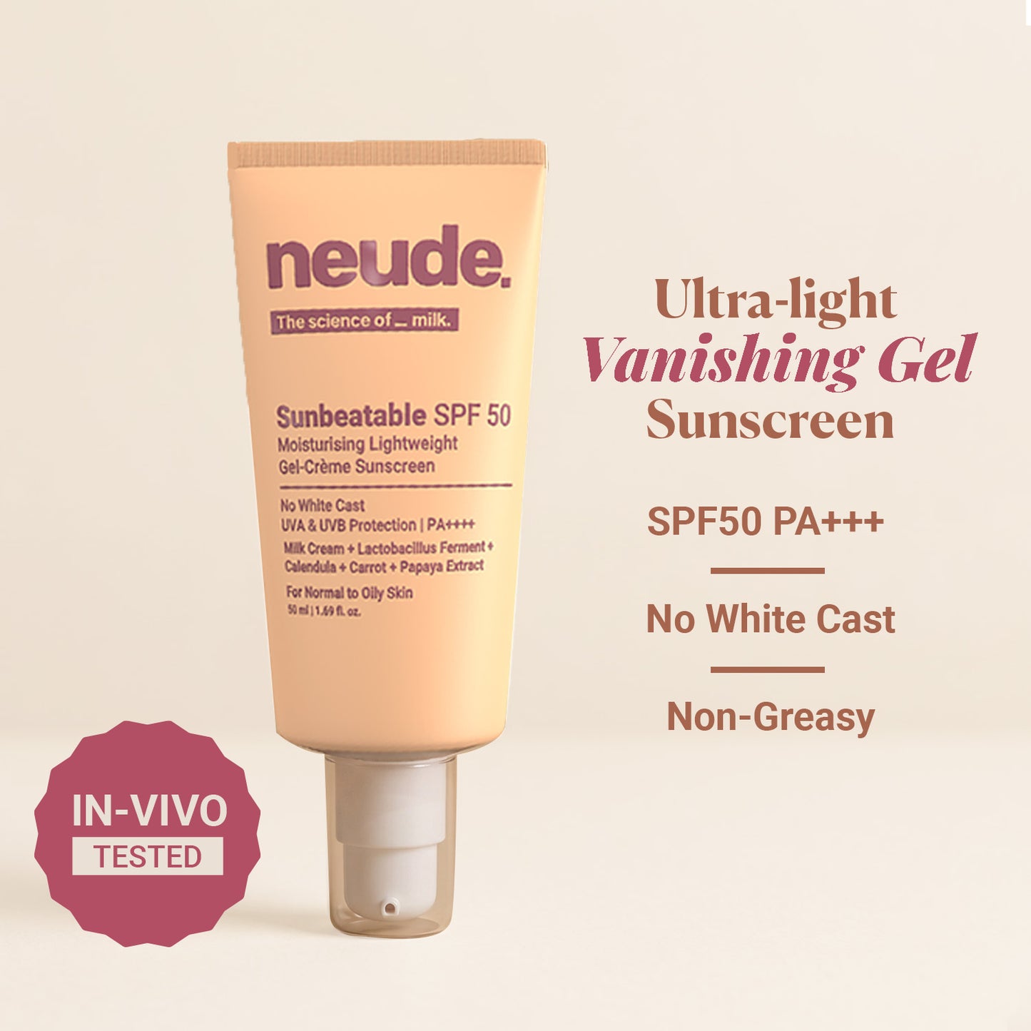 Sunbeatable SPF50+ Ultra Lightweight, In-Vivo Tested, Gel Crème Sunscreen