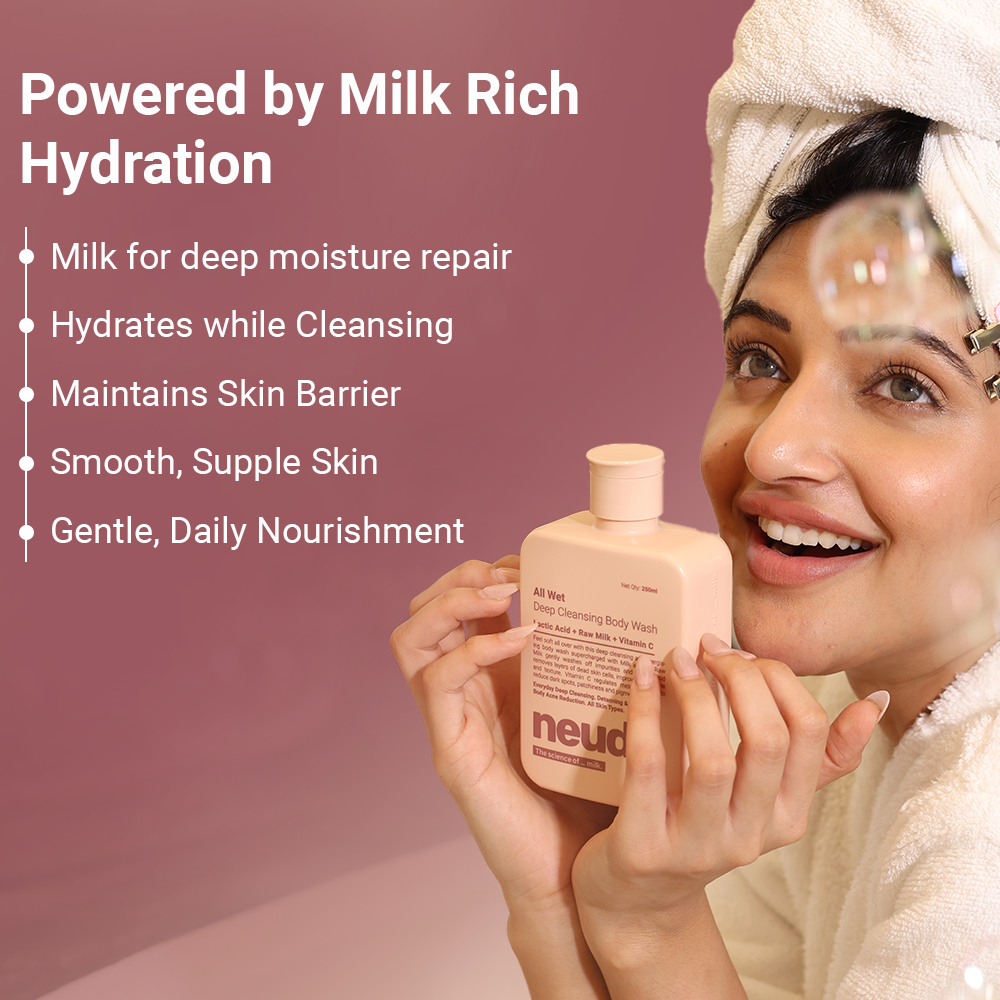 All Wet Daily Body Wash for Deep Cleansing & Detanning | Milk, Lactic Acid, Vitamin C